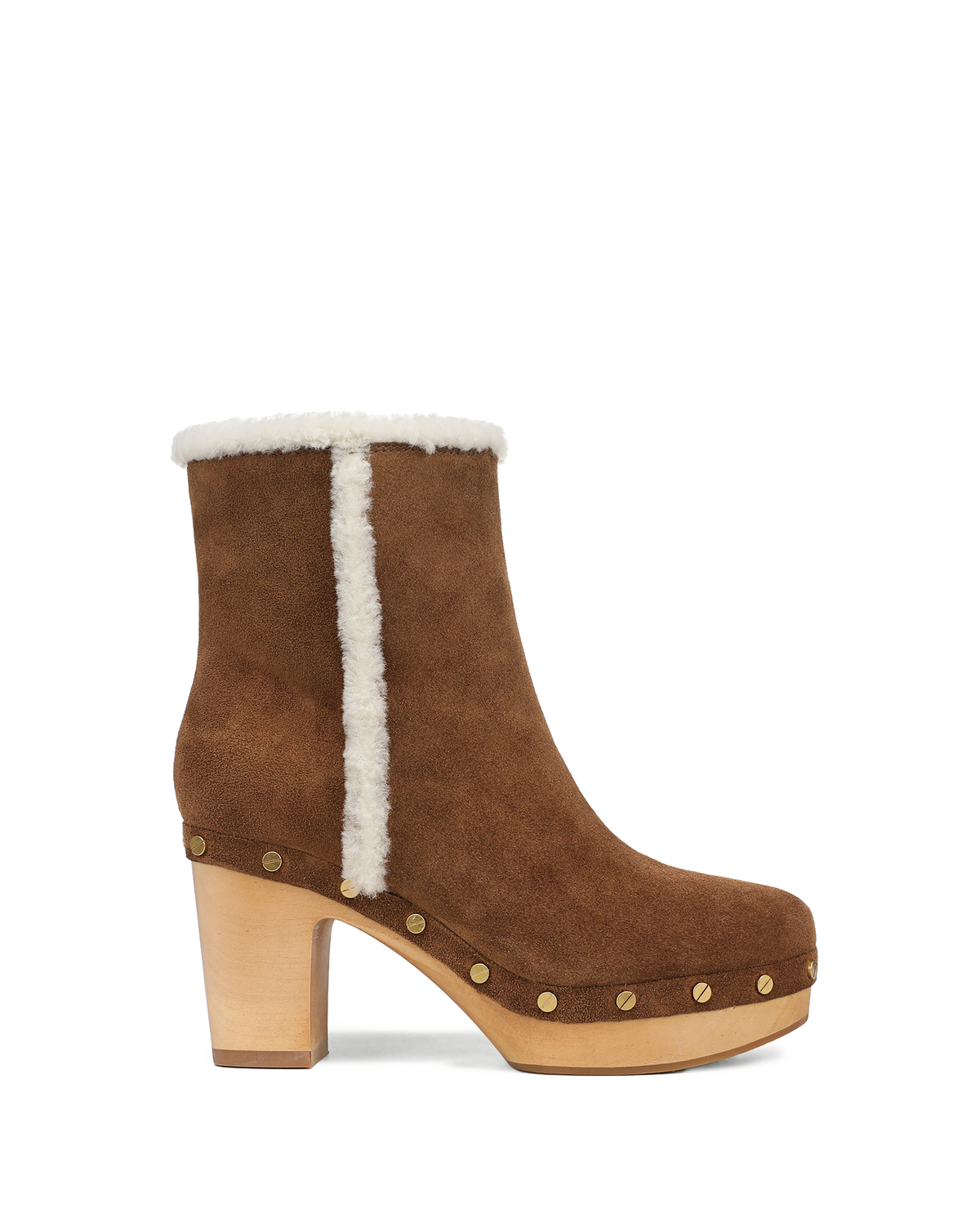 Veronica Beard | Loreen Shearling Ankle Boot in Chestnut Chestnut