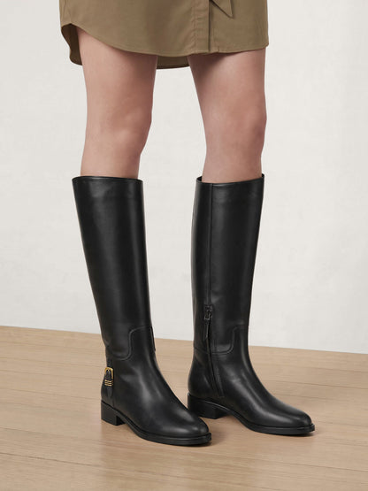 Veronica Beard | Arabelle Riding Boot in Black Leather Black