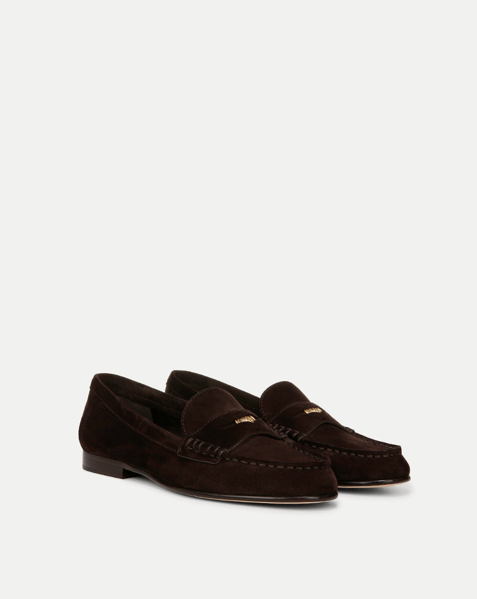 Veronica Beard | Penny Suede Loafer in Espresso Espresso
