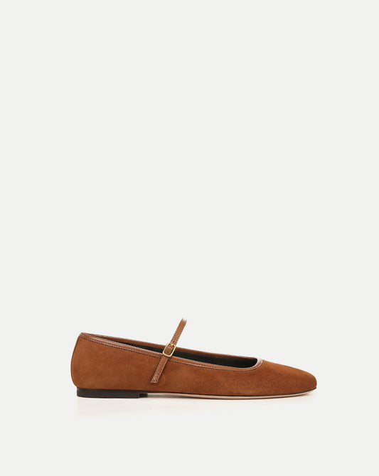 Veronica Beard | Ellie Suede Flat in Caramel Caramel
