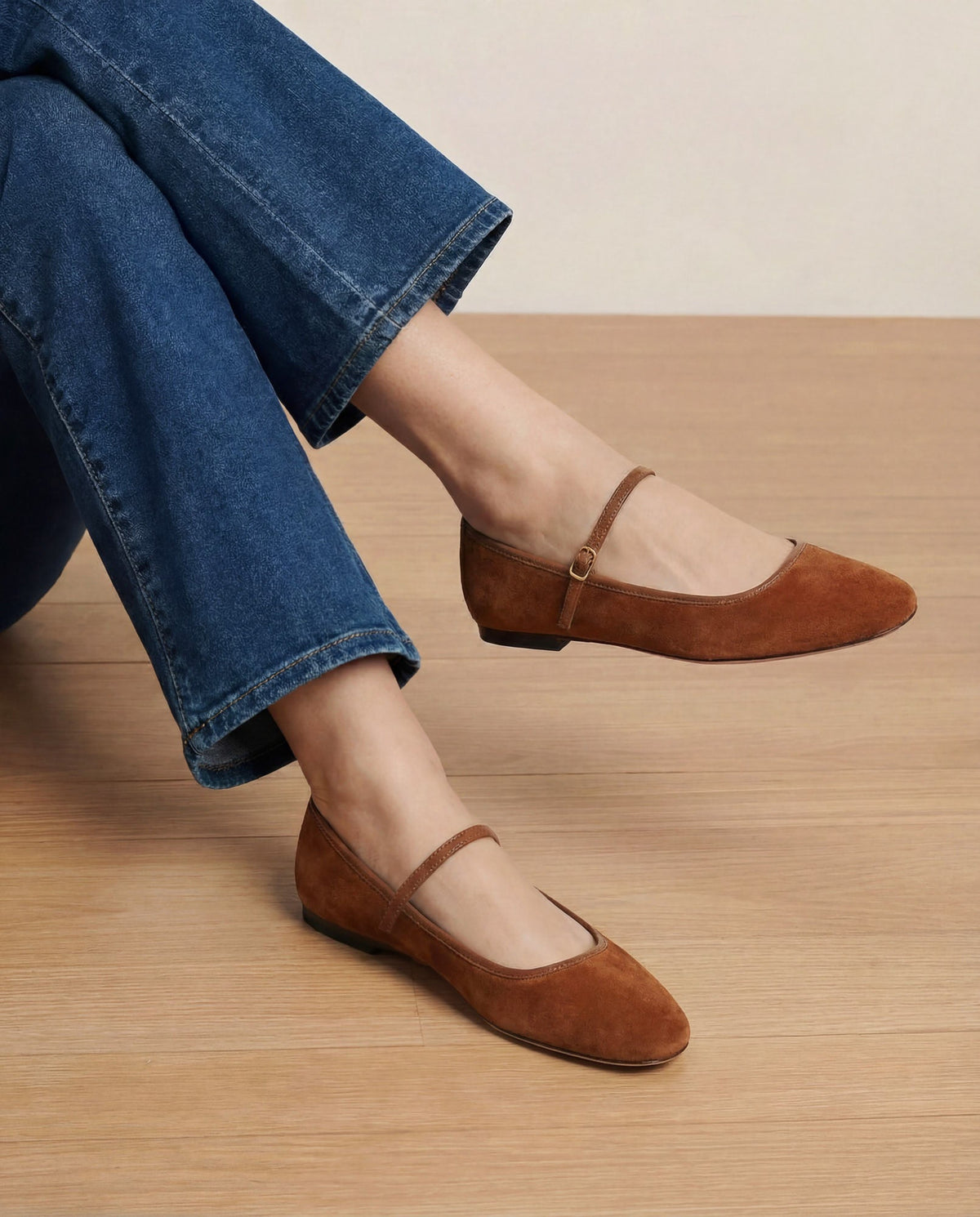Veronica Beard | Ellie Suede Flat in Caramel Caramel