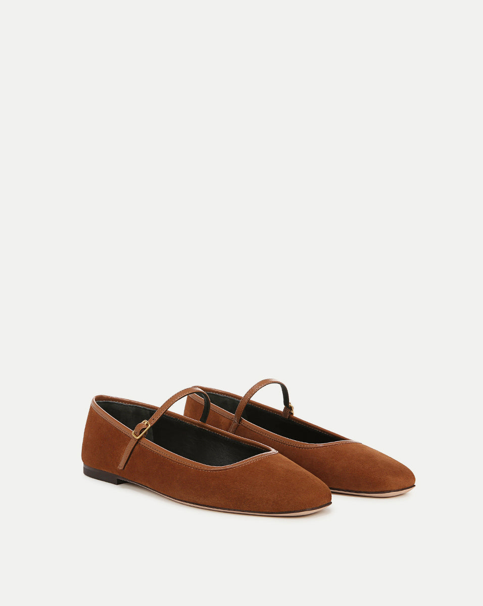 Veronica Beard | Ellie Suede Flat in Caramel Caramel