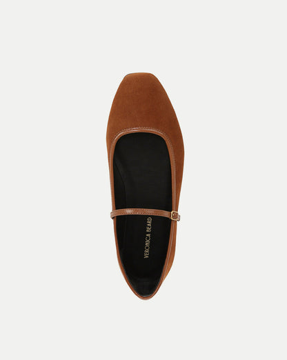 Veronica Beard | Ellie Suede Flat in Caramel Caramel