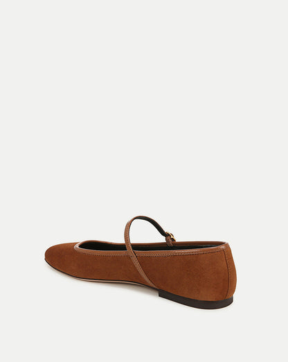 Veronica Beard | Ellie Suede Flat in Caramel Caramel
