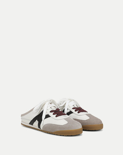 Veronica Beard | Nicoline Slip-On Sneaker in White Leather & Beige Suede Multi White Multi