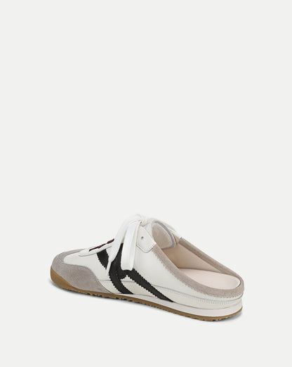 Veronica Beard | Nicoline Slip-On Sneaker in White Leather & Beige Suede Multi White Multi