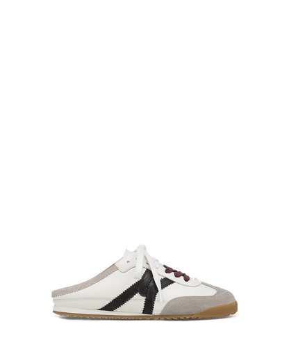 Veronica Beard | Nicoline Slip-On Sneaker in White Leather & Beige Suede Multi White Multi