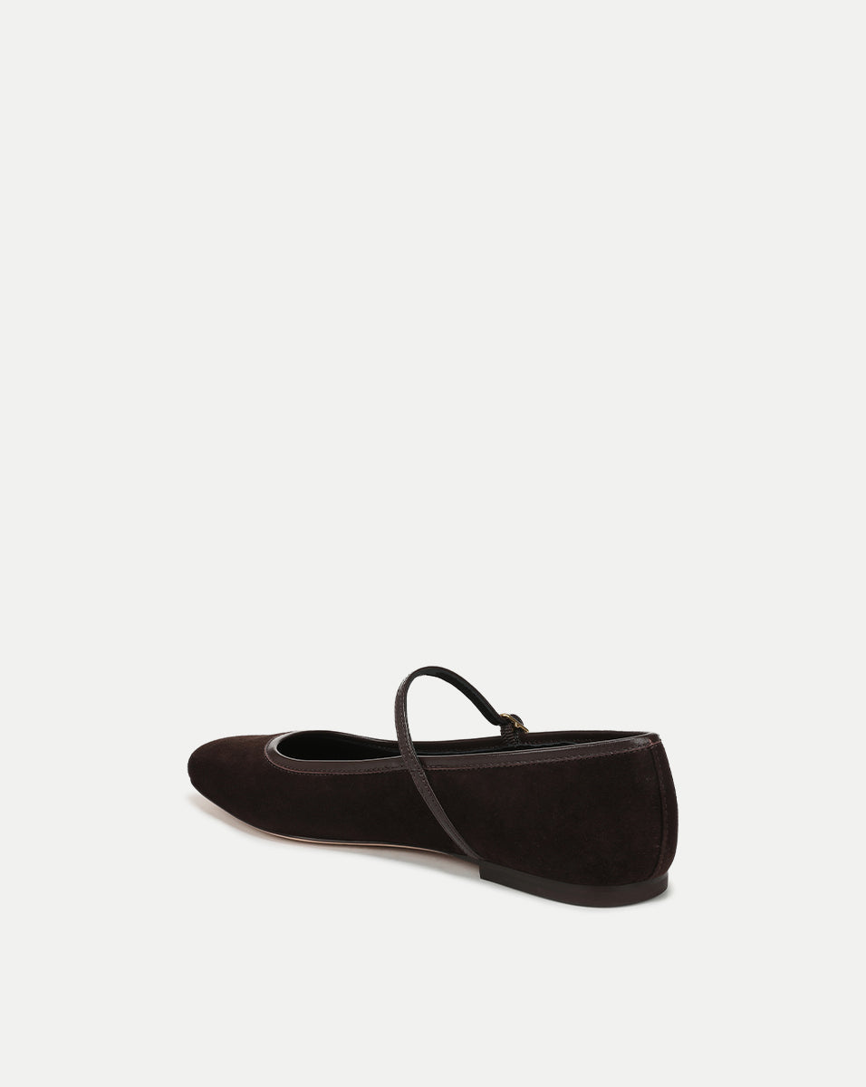 Veronica Beard | Ellie Suede Flat in Black Espresso Espresso