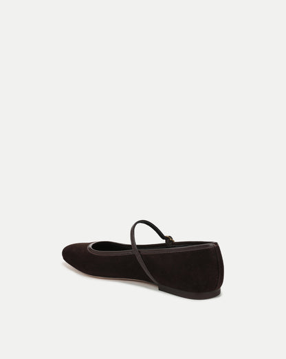 Veronica Beard | Ellie Suede Flat in Black Espresso Espresso