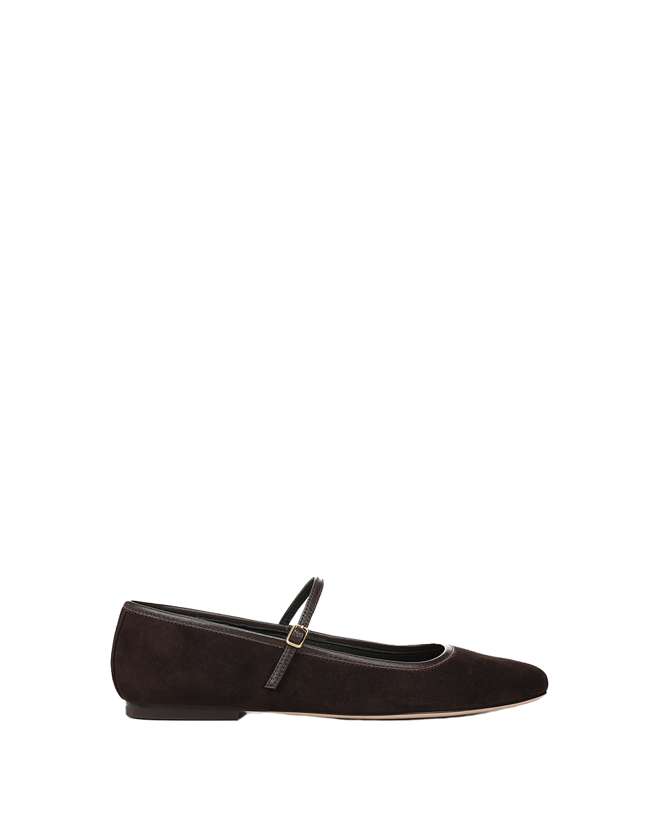 Veronica Beard | Ellie Suede Flat in Black Espresso Espresso