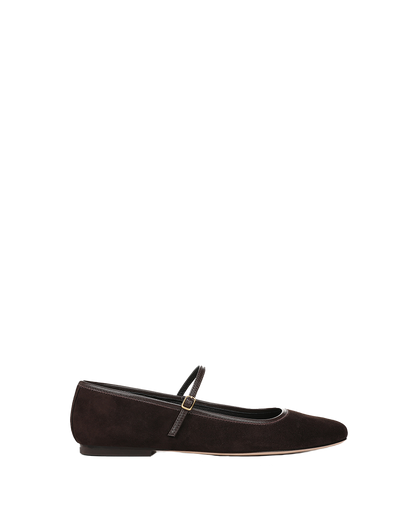Veronica Beard | Ellie Suede Flat in Black Espresso Espresso
