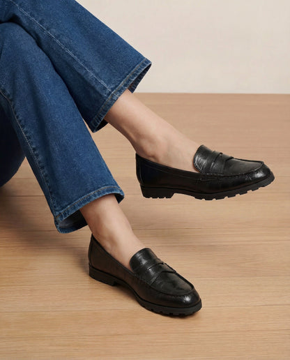 Veronica Beard | Penny Lug-Sole Loafer in Black Black