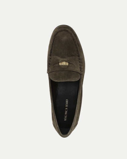 Veronica Beard | Penny Suede Loafer in Dark Green Cypress