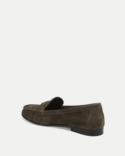 Veronica Beard | Penny Suede Loafer in Dark Green Cypress