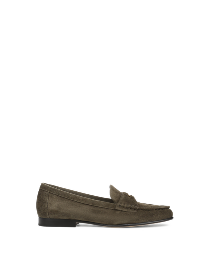 Veronica Beard | Penny Suede Loafer in Dark Green Cypress