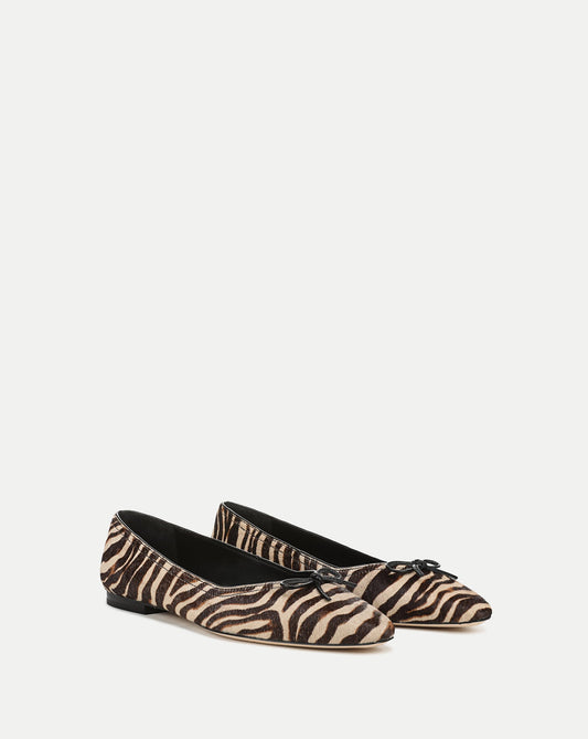 Veronica Beard | Cailey Calf Hair Flat in Zebra Ziger
