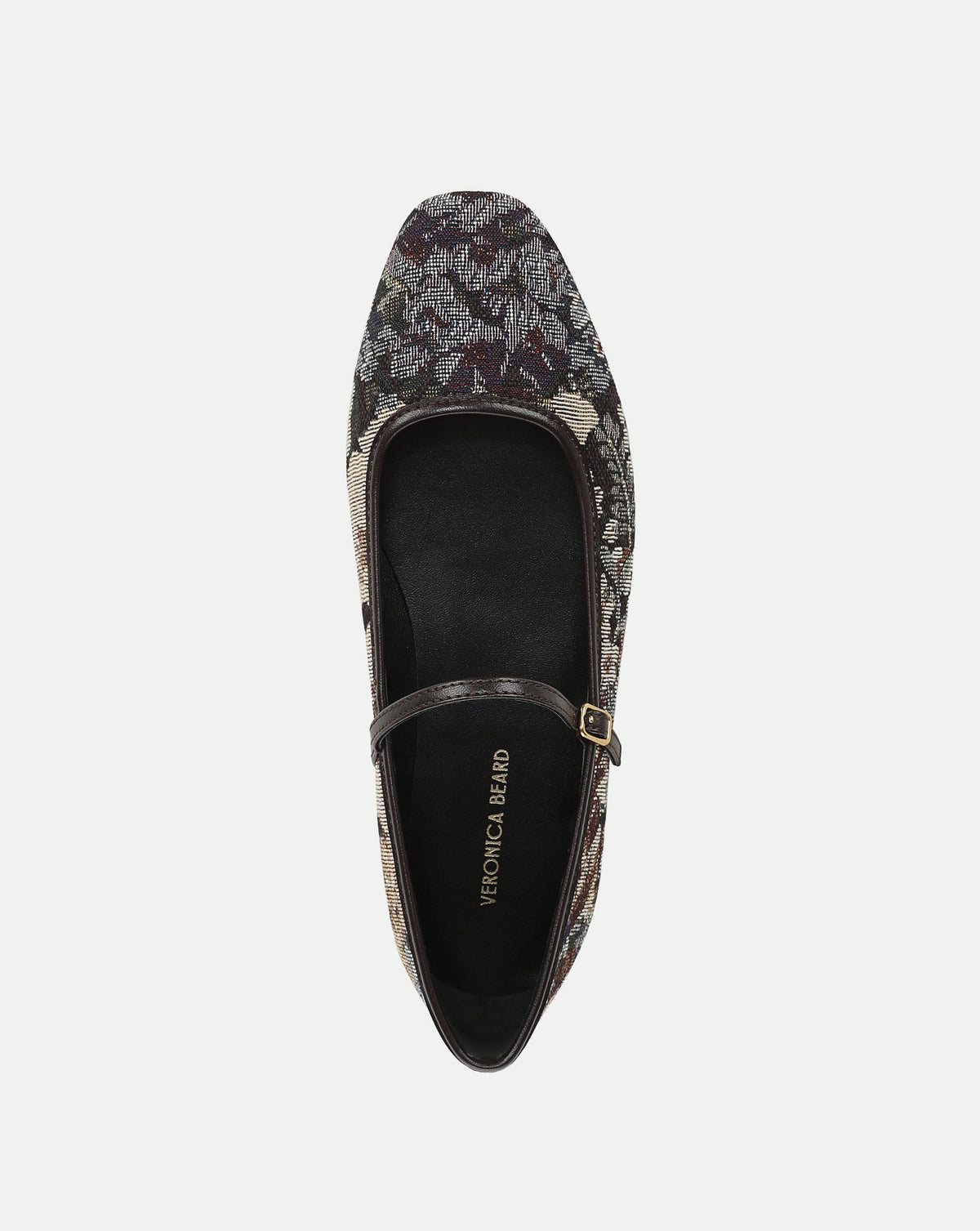 Veronica Beard | Ellie Brocade Mary Jane Flat in Brown Espresso Multi