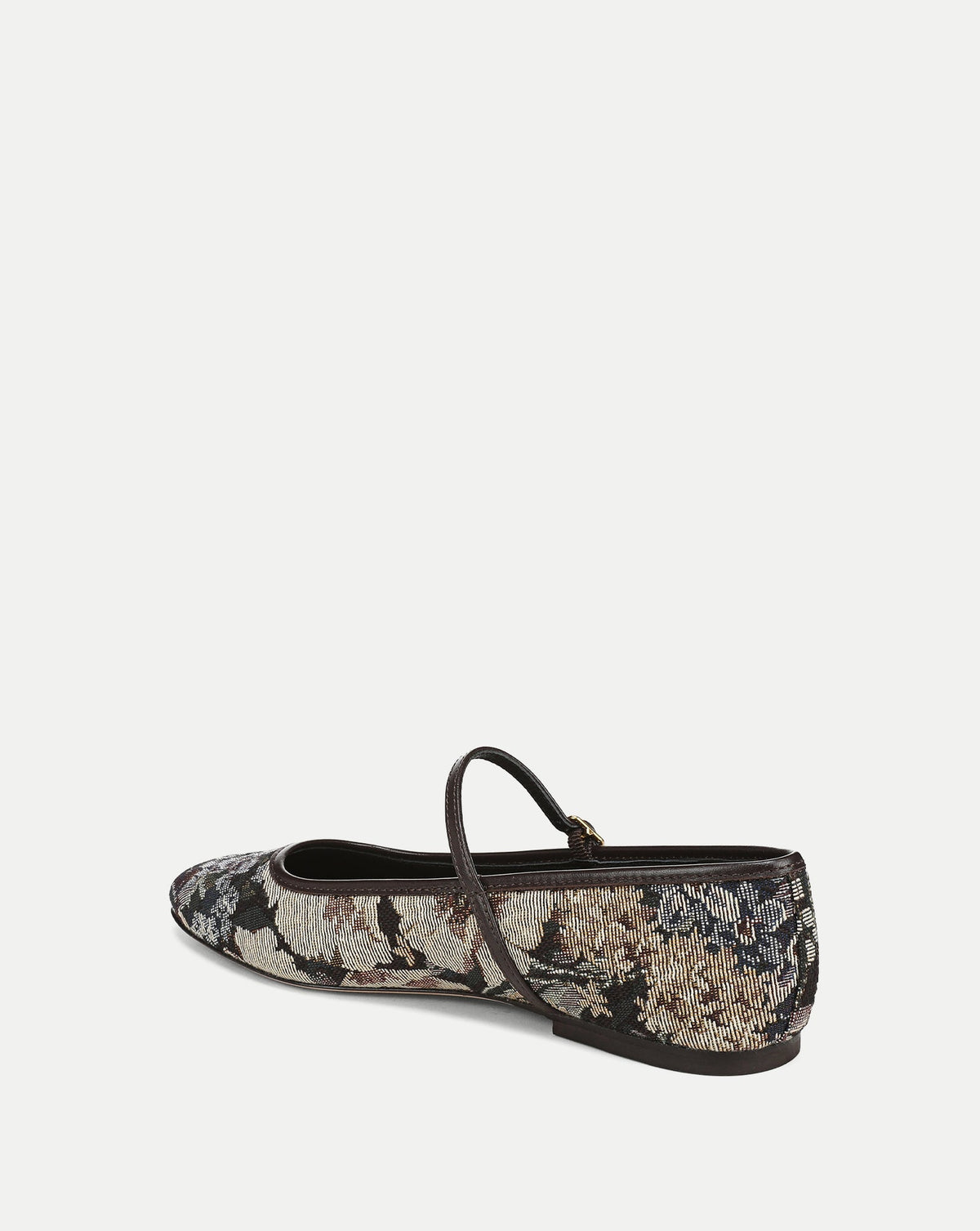 Veronica Beard | Ellie Brocade Mary Jane Flat in Brown Espresso Multi