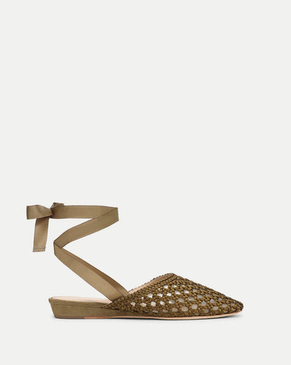 Veronica Beard | Malia Woven Satin Mule in Fennel Green Fennel Green