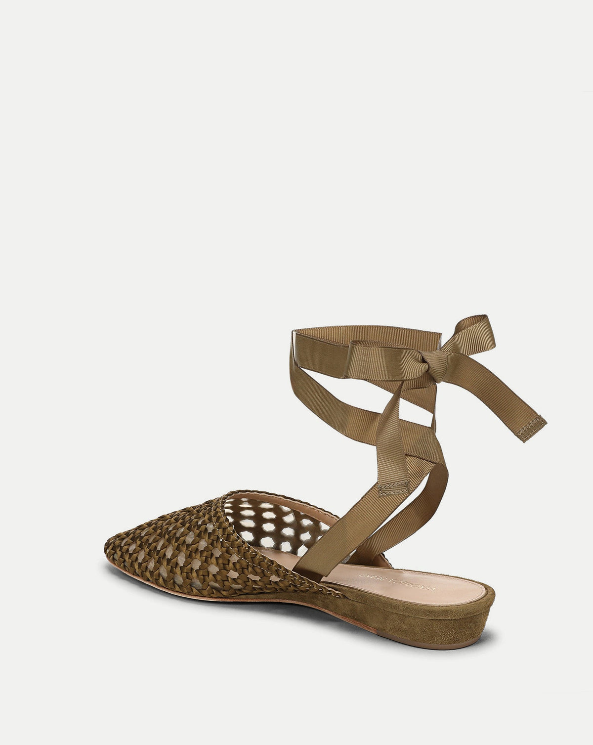 Veronica Beard | Malia Woven Satin Mule in Fennel Green Fennel Green