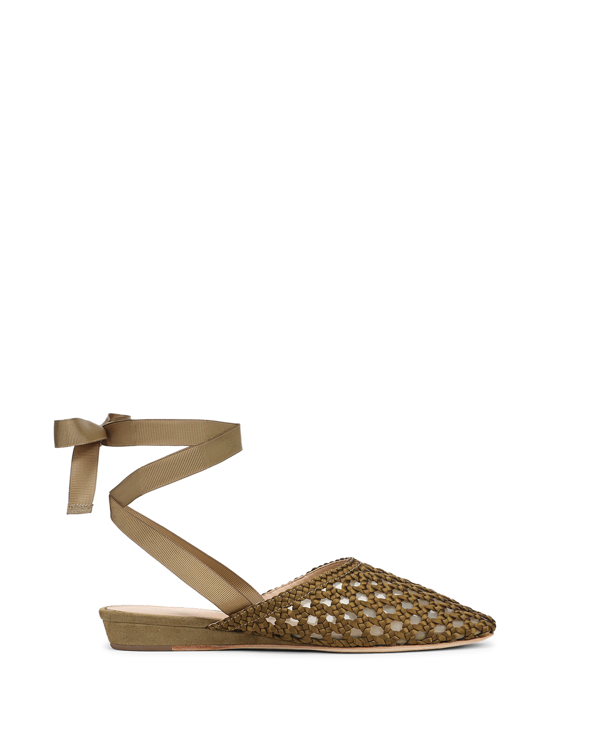 Veronica Beard | Malia Woven Satin Mule in Fennel Green Fennel Green