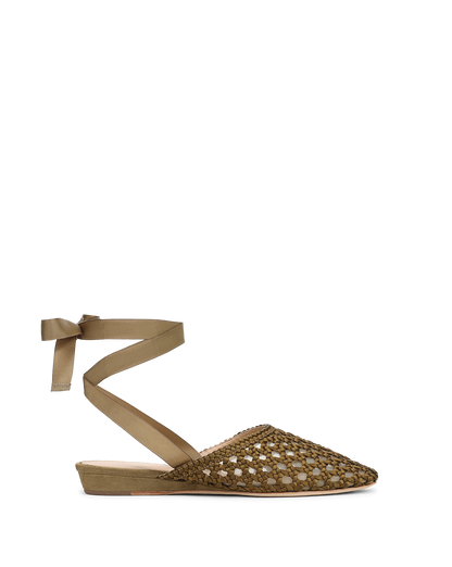 Veronica Beard | Malia Woven Satin Mule in Fennel Green Fennel Green