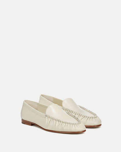 Veronica Beard | Prilla Leather Loafer in Limestone Ivory Limestone Ivory