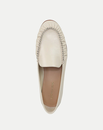 Veronica Beard | Prilla Leather Loafer in Limestone Ivory Limestone Ivory