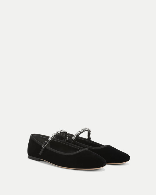 Veronica Beard | Ellie Embellished Flat in Black Black