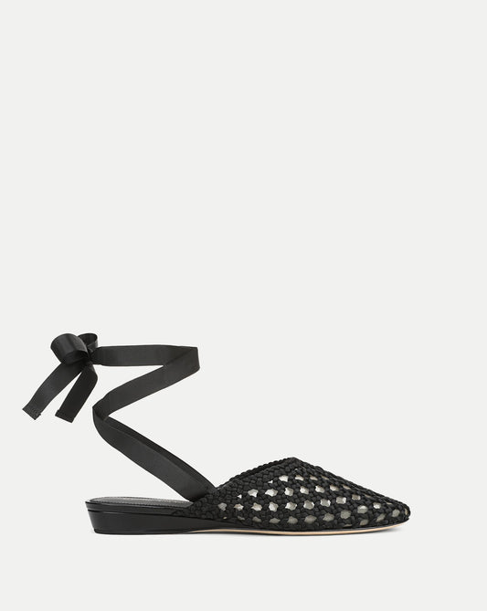 Veronica Beard | Malia Woven Satin Mule in Black Black