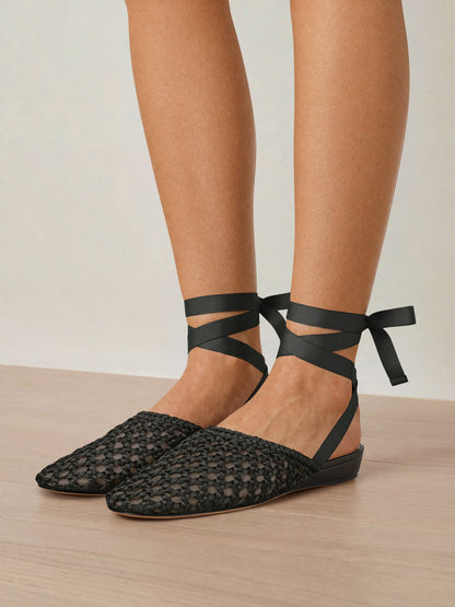 Veronica Beard | Malia Woven Satin Mule in Black Black
