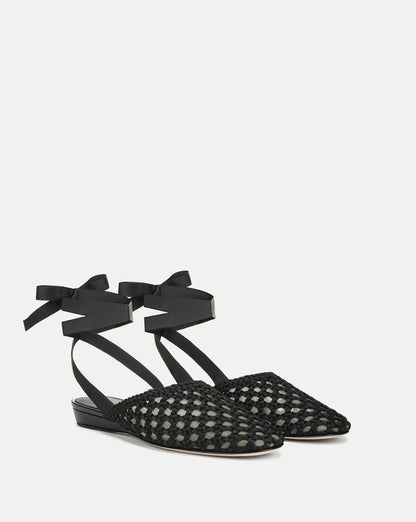 Veronica Beard | Malia Woven Satin Mule in Black Black