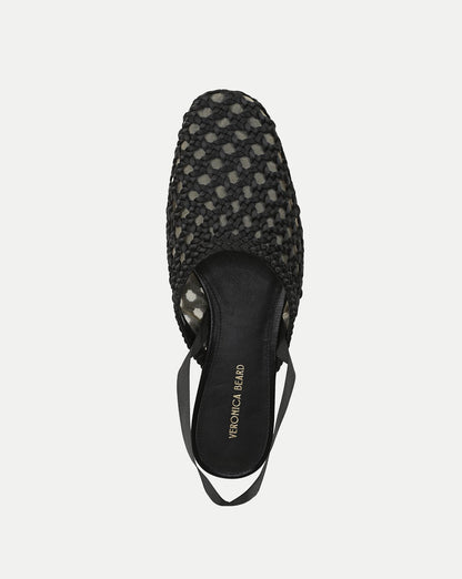 Veronica Beard | Malia Woven Satin Mule in Black Black
