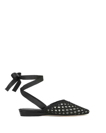 Veronica Beard | Malia Woven Satin Mule in Black Black