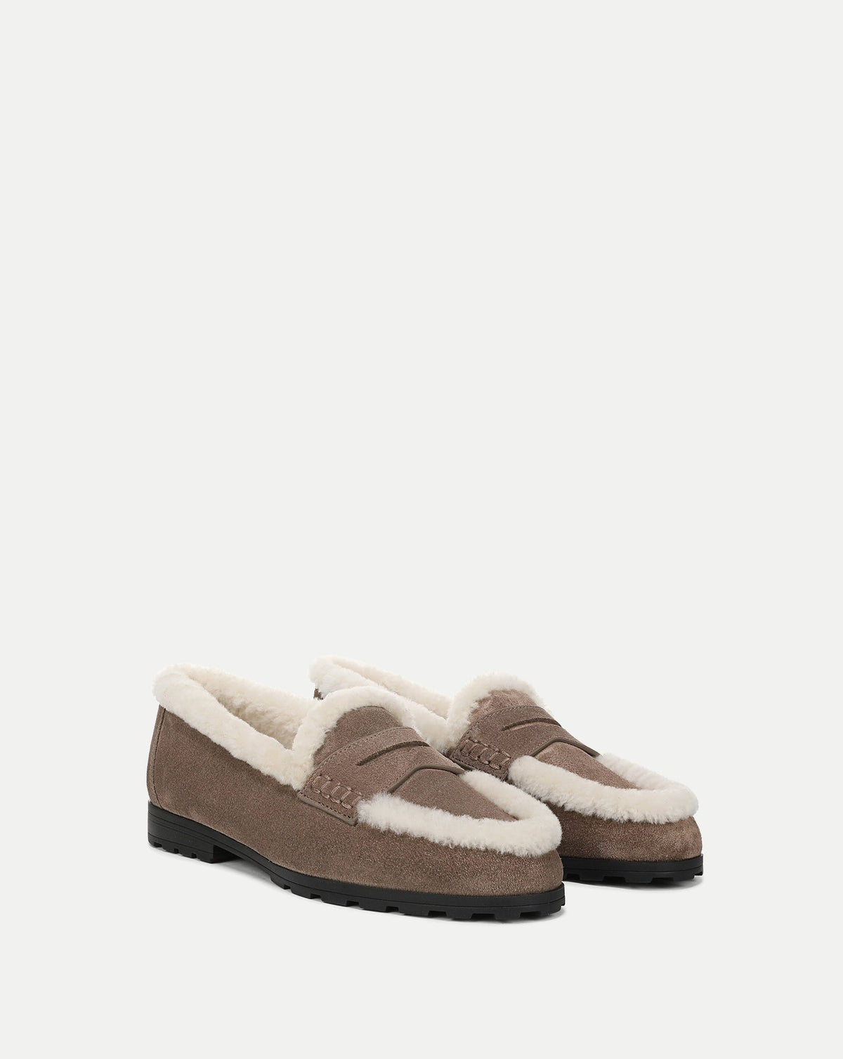 Veronica Beard | Penny Shearling Loafer in Bark Bark