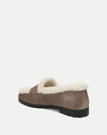 Veronica Beard | Penny Shearling Loafer in Bark Bark