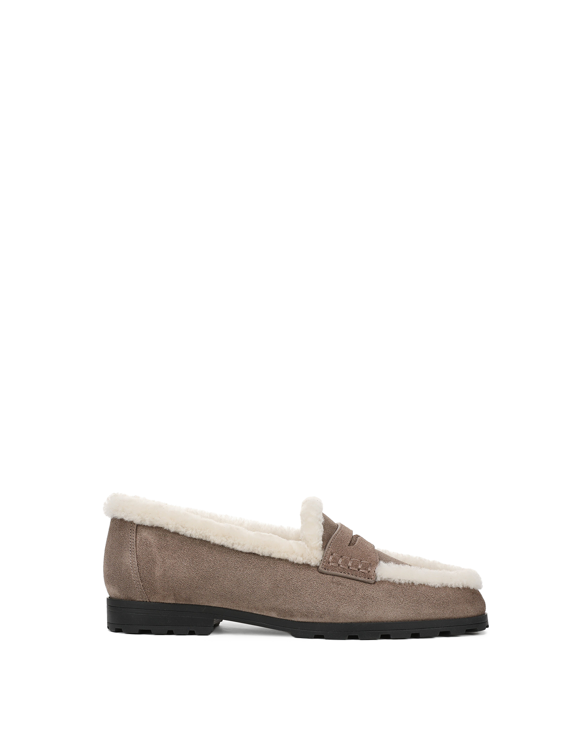 Veronica Beard | Penny Shearling Loafer in Bark Bark