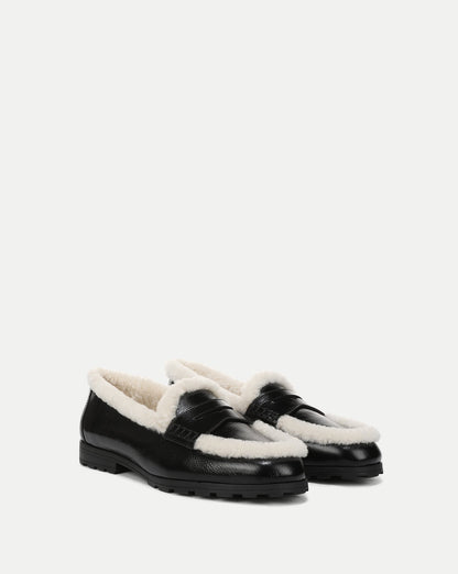 Veronica Beard | Penny Shearling Loafer in Black Black