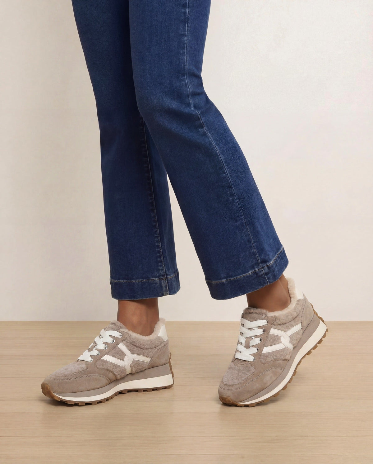 Veronica Beard | Valentina Shearling Sneaker in Cobblestone Cobblestone