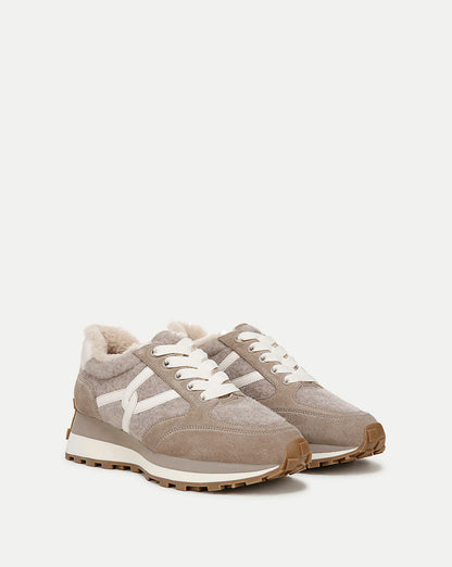 Veronica Beard | Valentina Shearling Sneaker in Cobblestone Cobblestone
