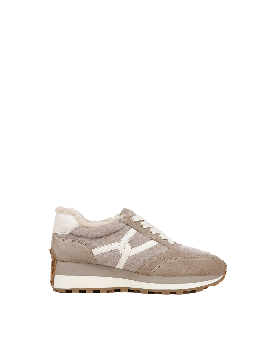 Veronica Beard | Valentina Shearling Sneaker in Cobblestone Cobblestone