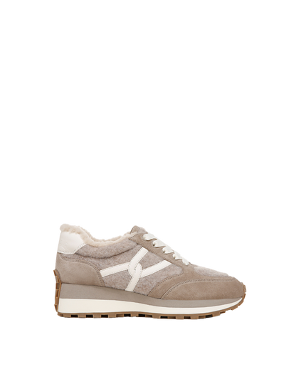 Veronica Beard | Valentina Shearling Sneaker in Cobblestone Cobblestone
