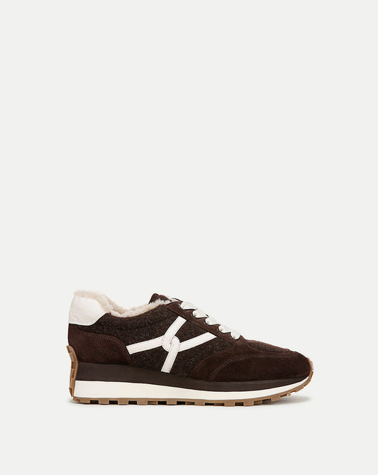 Veronica Beard | Valentina Shearling Sneaker in Espresso Espresso