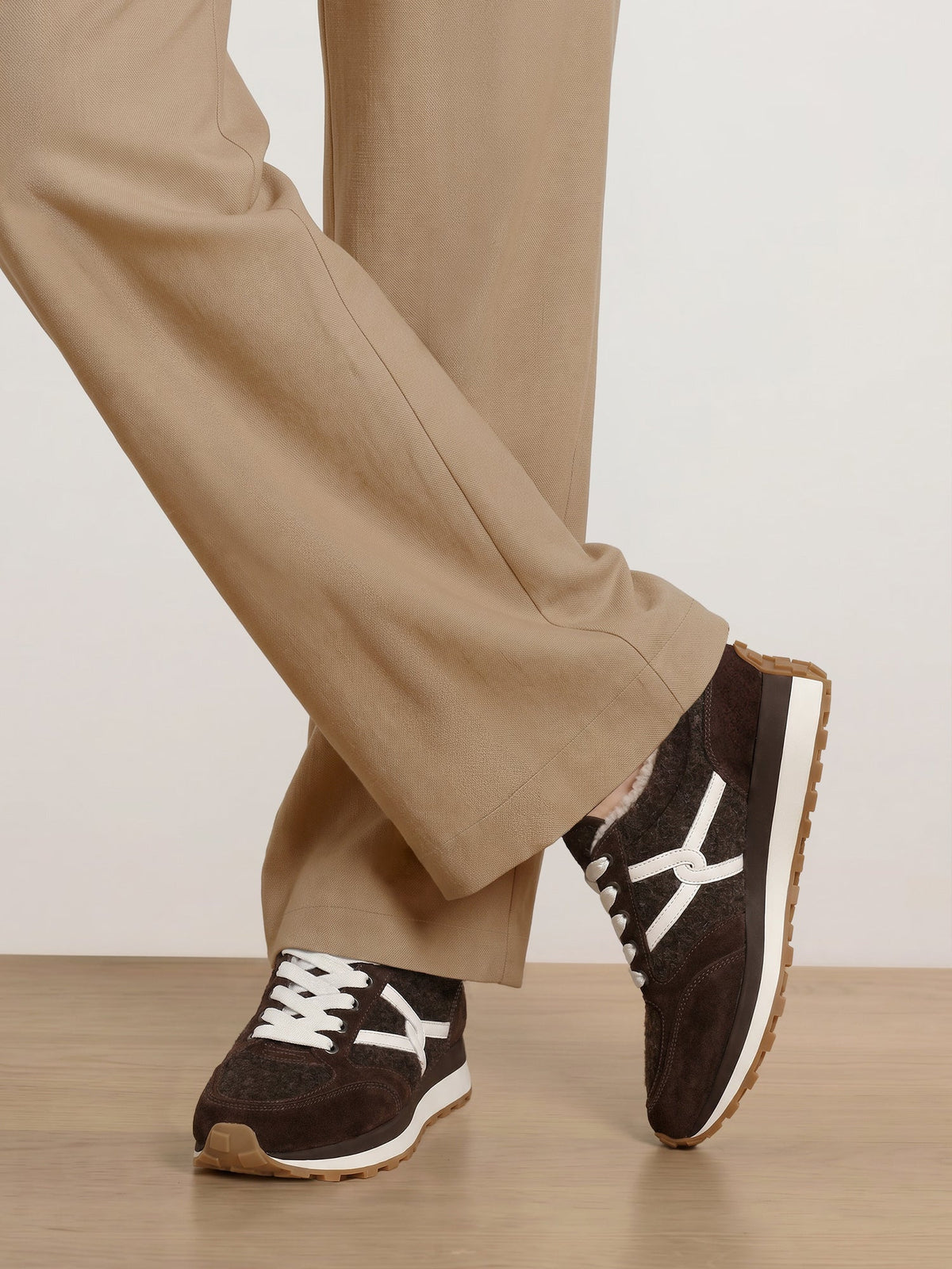 Veronica Beard | Valentina Shearling Sneaker in Espresso Espresso