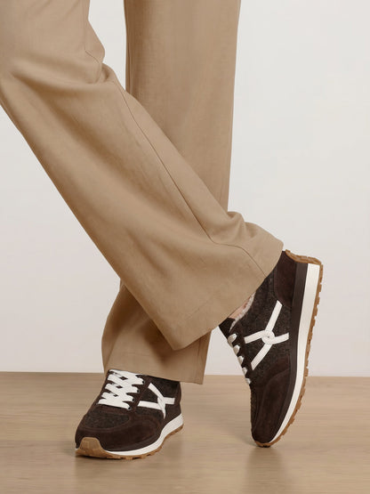 Veronica Beard | Valentina Shearling Sneaker in Espresso Espresso