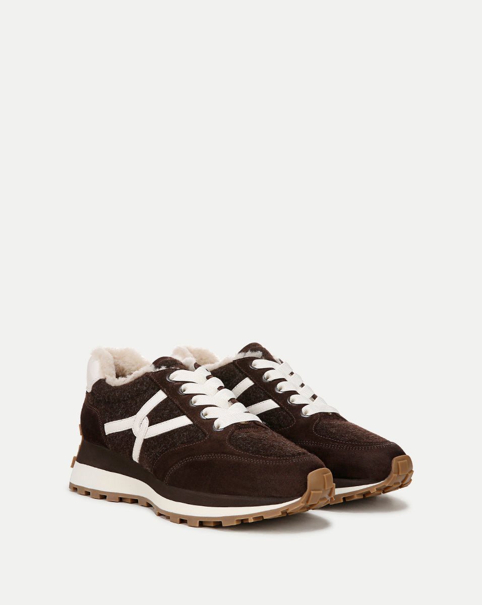 Veronica Beard | Valentina Shearling Sneaker in Espresso Espresso