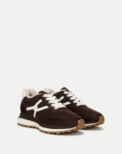 Veronica Beard | Valentina Shearling Sneaker in Espresso Espresso