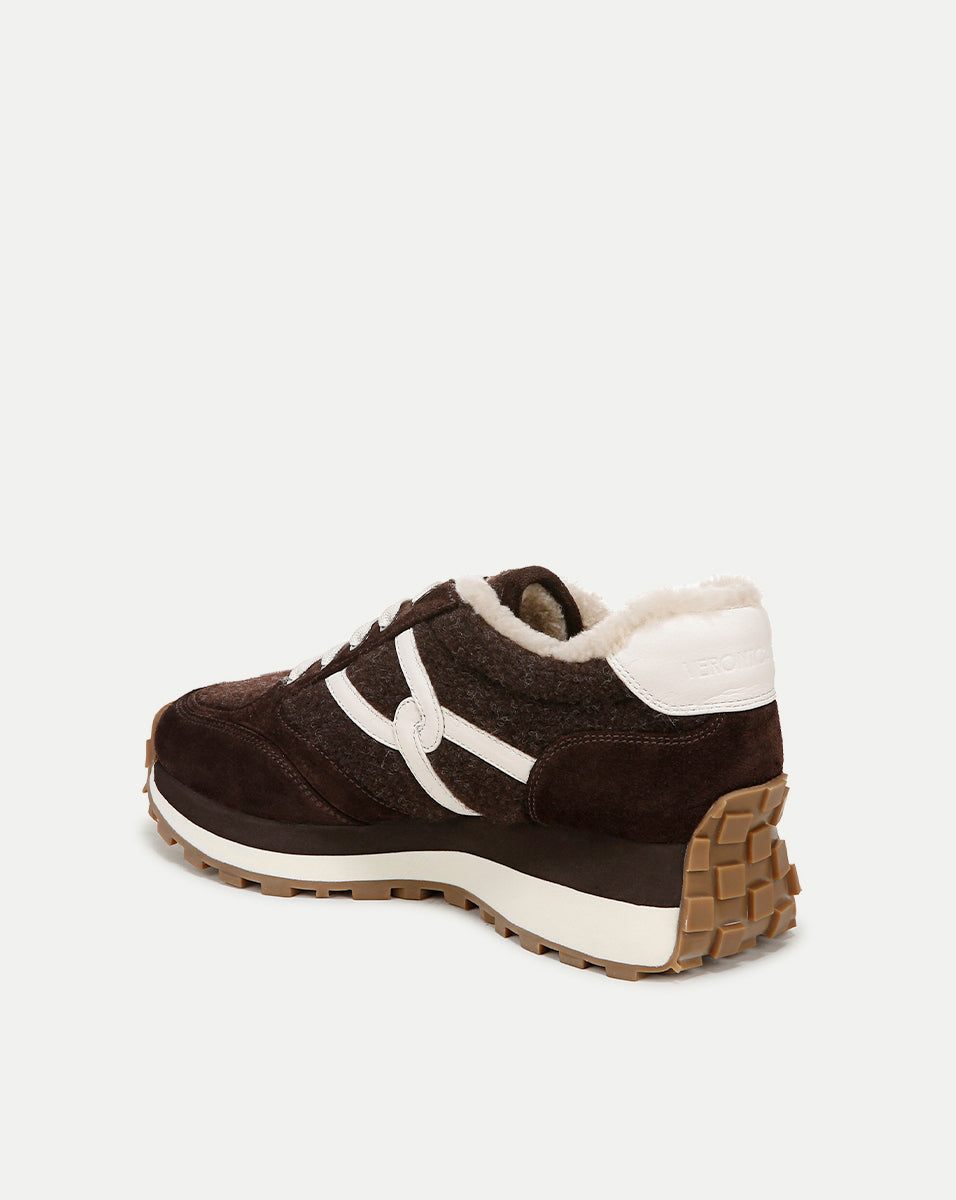 Veronica Beard | Valentina Shearling Sneaker in Espresso Espresso