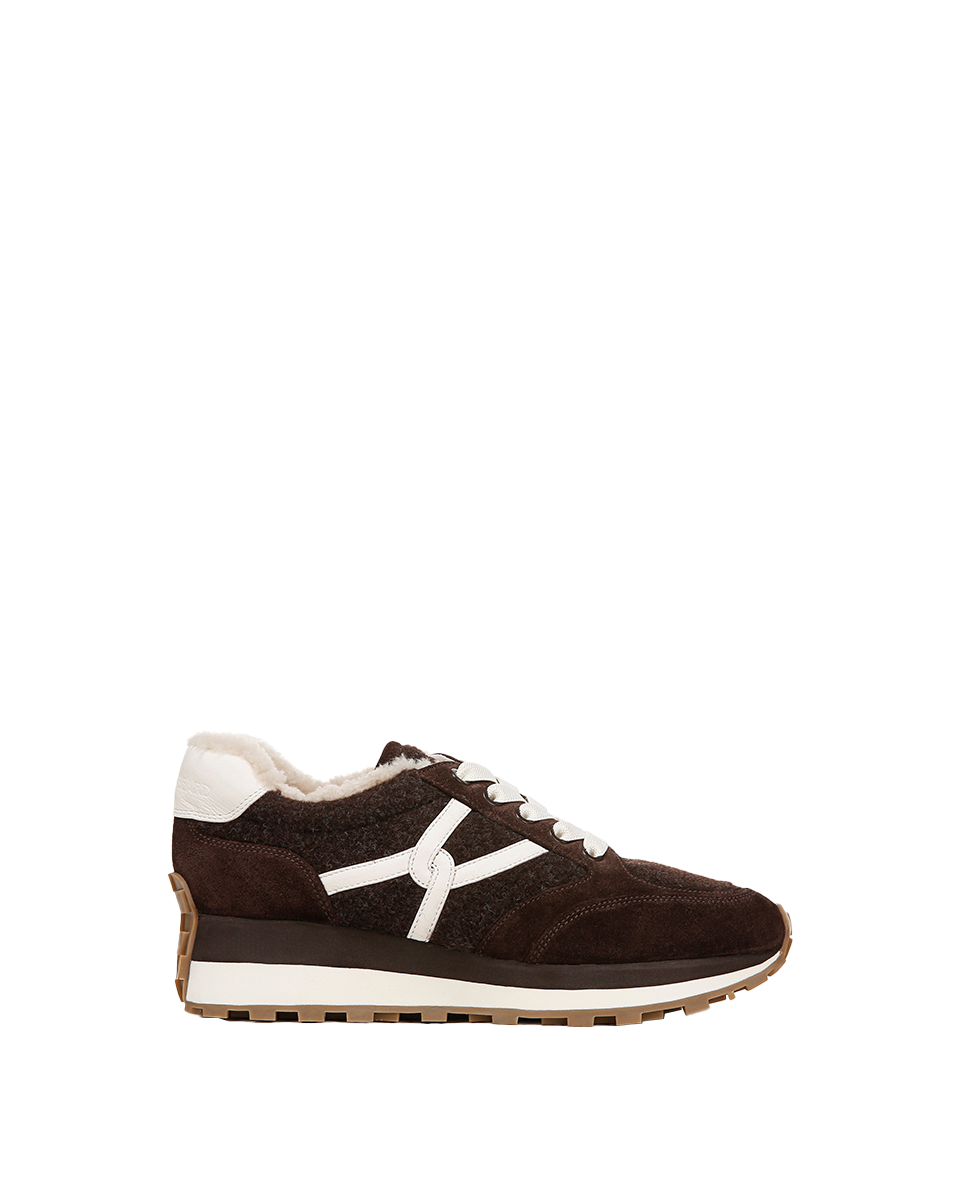 Veronica Beard | Valentina Shearling Sneaker in Espresso Espresso