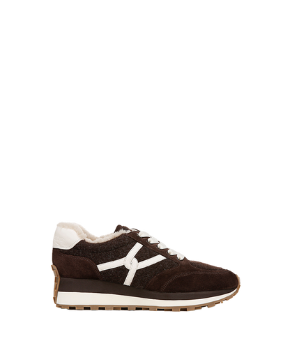 Veronica Beard | Valentina Shearling Sneaker in Espresso Espresso